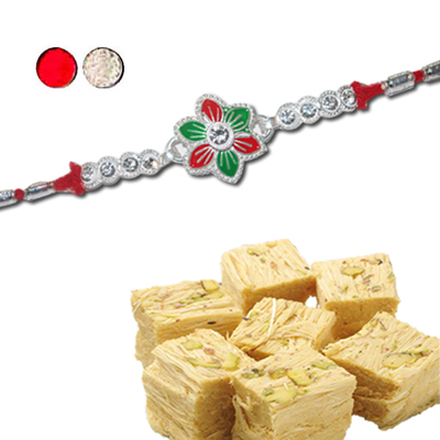 "Rakhi - SIL-6160 A (Single Rakhi), 500gms of Haldiram Soan papdi - Click here to View more details about this Product
